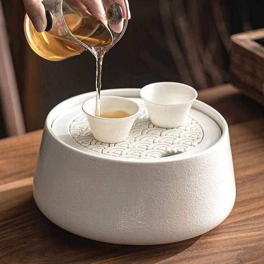 圆型陶瓷日式简约茶台大容量蓄水茶盘办公室家用会客功夫茶具茶托 商品图3