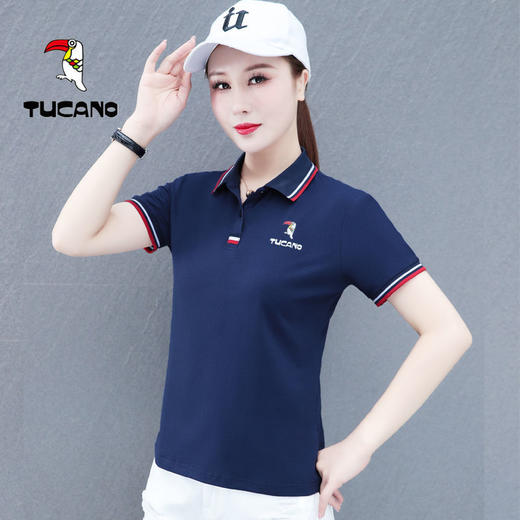 DD-休闲POLO女士短袖夏季时尚百搭工作服女t恤女韩版印花 商品图1