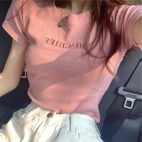 【韩版修身显身材！】性感修身而不失端庄，简约大方，舒适服帖，女夏季短袖女装韩版修身上衣衣服。