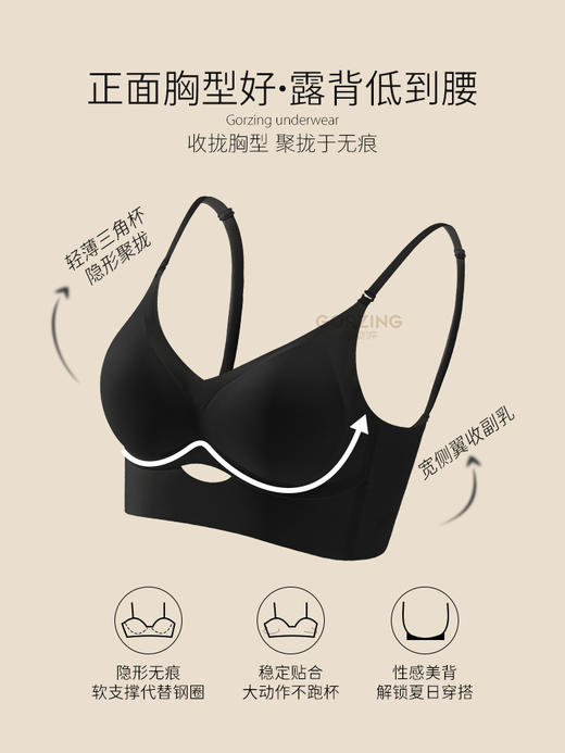 小胸也可以性感，美背从此开始，U型吊带无痕内衣女，聚拢小胸挂脖，性感收副乳，轻盈无压感，舒适呵护，防下垂单件文胸罩A，精致花边穿出小女人味道！ 商品图3