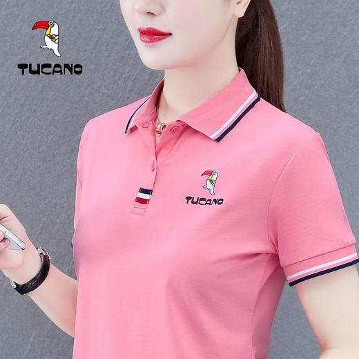 DD-休闲POLO女士短袖夏季时尚百搭工作服女t恤女韩版印花 商品图7