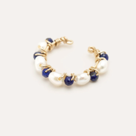 北京仓｜YAY-Faux Piercing Bouton-珍珠 青金石 耳骨夹（单只）［法国设计师］