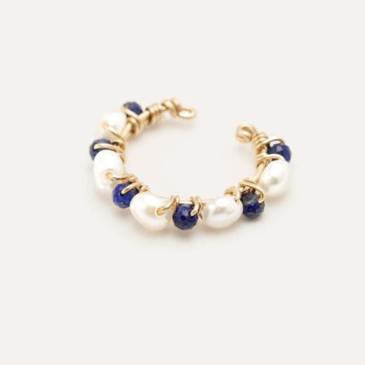北京仓｜YAY-Faux Piercing Bouton-珍珠 青金石 耳骨夹（单只）［法国设计师］ 商品图0