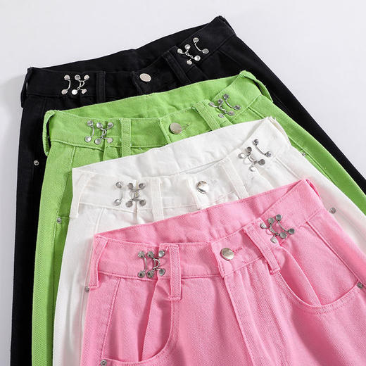 【夏季新款高腰显瘦宽松 显高显腿长！】时尚百搭，宽松休闲，舒适亲肤，吸汗透气，抗皱耐磨，个性破洞直筒拖地裤！ 商品图5