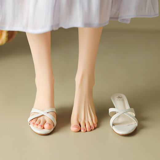 夏季新款，纯色真皮优雅凉拖KMN-1147 商品图10