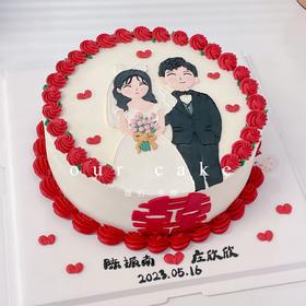 领证订婚结婚手绘纪念蛋糕-低糖处理无添加