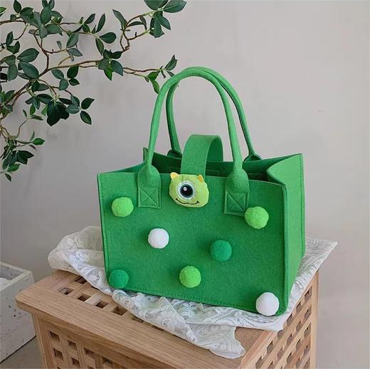 网红毛毡手提包-绿色大眼怪 商品图0