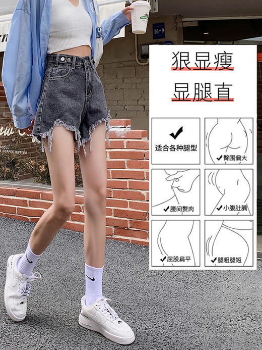 【时尚百搭！百搭高腰牛仔短裤】遮肉显瘦，黑色牛仔短裤女新款，春夏韩版百搭 商品图2