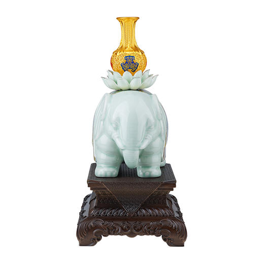 《福佑吉祥》雕刻青瓷  彩绘金鞍 花丝足银金瓶 祝福吉祥平安 双大师监制 工艺品摆件 商品图2