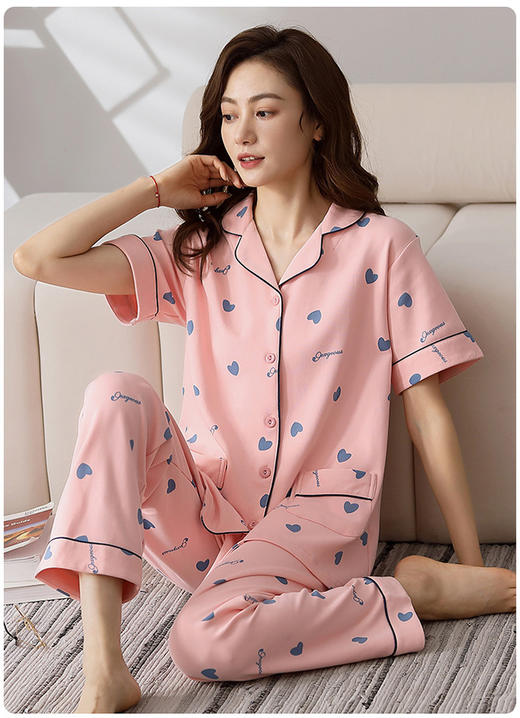 爱心泰迪熊翻领家居套装 商品图0