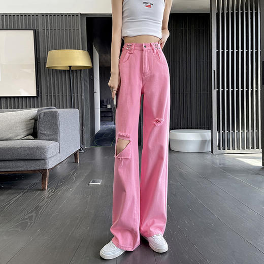 【穿出逆天大长腿！显瘦高腰牛仔裤】时尚百搭，宽松休闲，舒适亲肤，吸汗透气，抗皱耐磨，直筒宽松新款垂感拖地阔腿裤子 商品图5