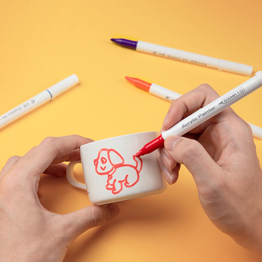 齐心BXMK10-12丙烯马克笔彩色记号笔彩色水笔防水覆盖附着性好学生儿童彩绘12色 商品图3