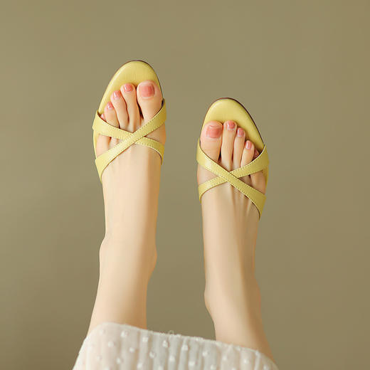 夏季新款，纯色真皮优雅凉拖KMN-1147 商品图8