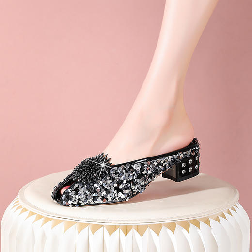 时尚外穿中跟鱼嘴半拖鞋懒人穆勒鞋YSML-A096-201 商品图5