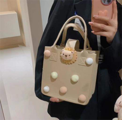 网红毛毡手提包-卡其皇冠狮子（小号） 商品图0