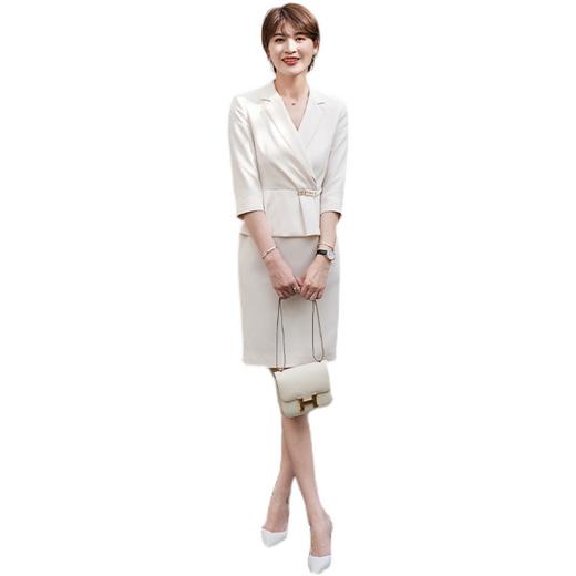 假两件洋装女七分袖夏季新款收腰V领包臀裙西装裙 商品图4