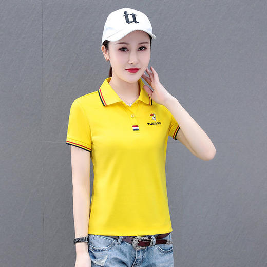 DD-休闲POLO女士短袖夏季时尚百搭工作服女t恤女韩版印花 商品图2