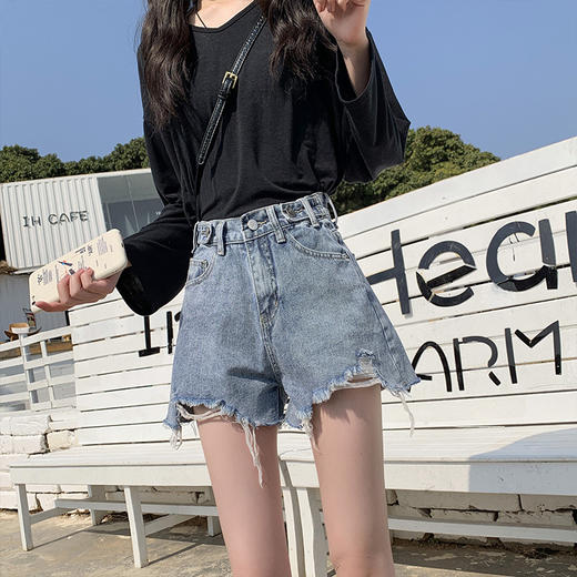 【时尚百搭！百搭高腰牛仔短裤】遮肉显瘦，黑色牛仔短裤女新款，春夏韩版百搭 商品图6