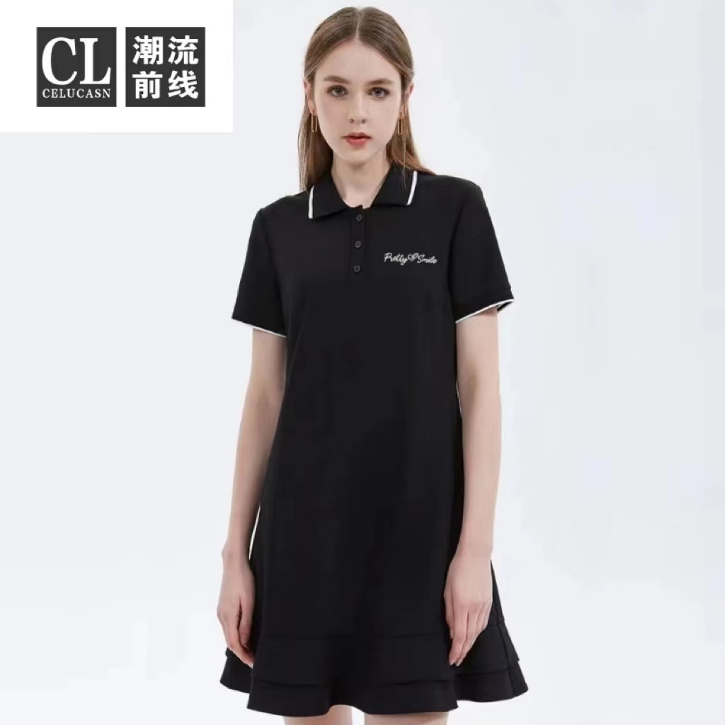八一 清爽冰丝感【潮流前线】刺绣款 A2-2/A1-3  POLO领休闲连衣裙