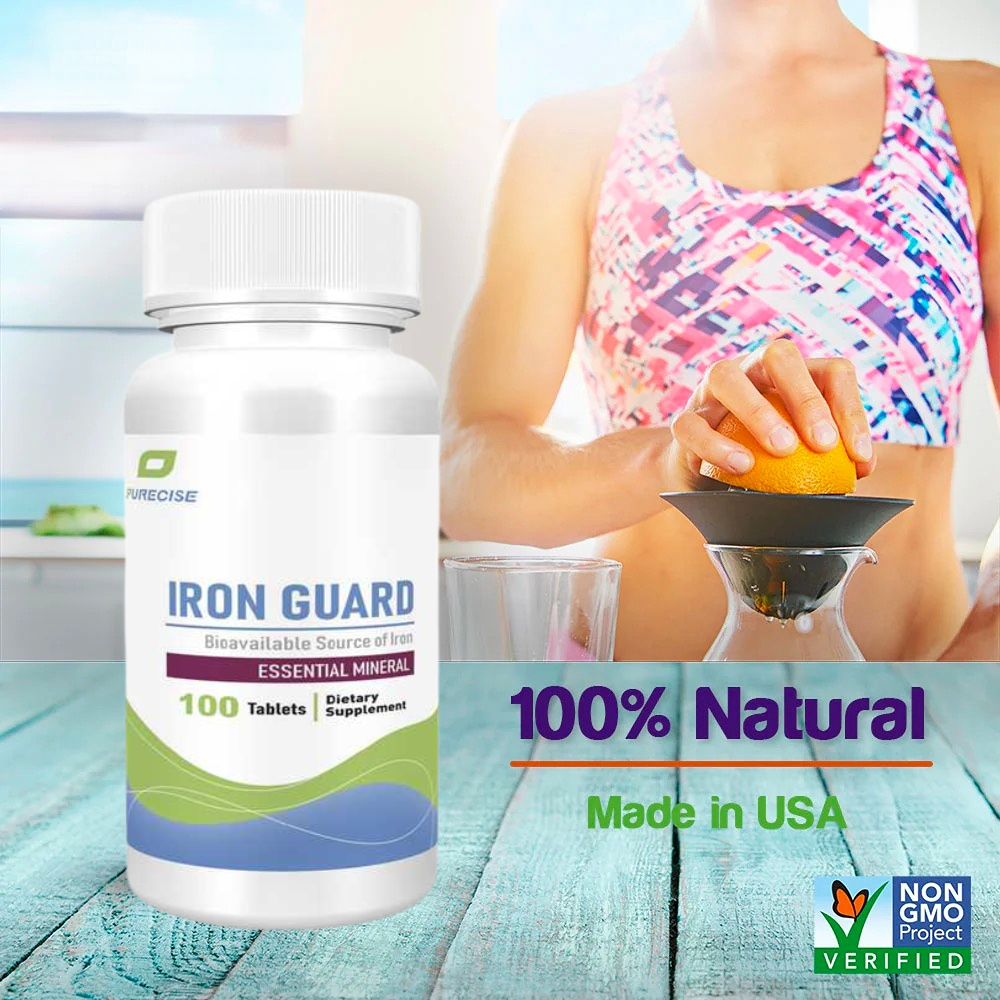 【复合贫血因子】Iron Guard 100片 专利螯合铁+当归+覆盆子+活性叶酸+甲基B12+VC不伤肠胃