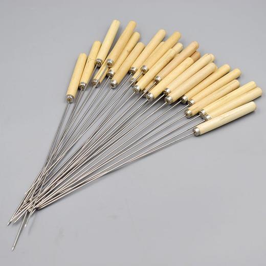 304电烤箱挂钩烧烤签子不锈钢木柄扁圆签烤羊肉串签烧烤工具全套 商品图9