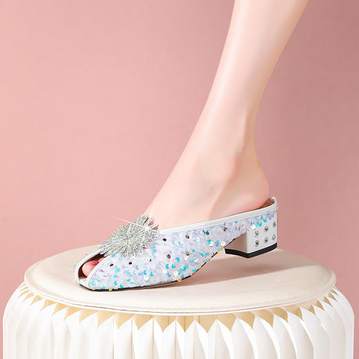 时尚外穿中跟鱼嘴半拖鞋懒人穆勒鞋YSML-A096-201 商品图3