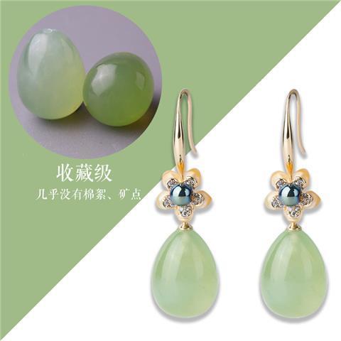 古风玉耳环玉质耳坠女旗袍配饰耳饰中国风 商品图5