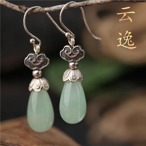 古风玉耳环玉质耳坠女旗袍配饰耳饰中国风 商品图4