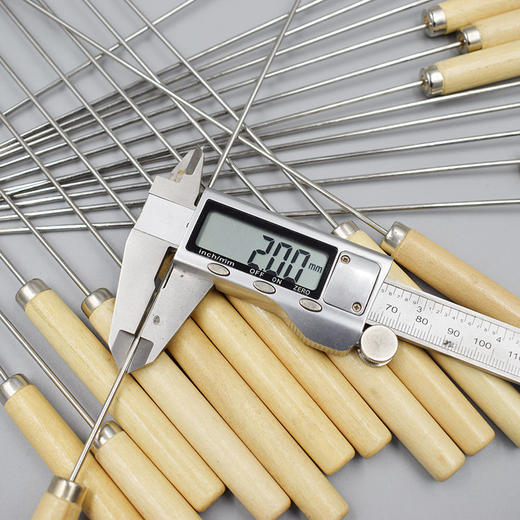 304电烤箱挂钩烧烤签子不锈钢木柄扁圆签烤羊肉串签烧烤工具全套 商品图8