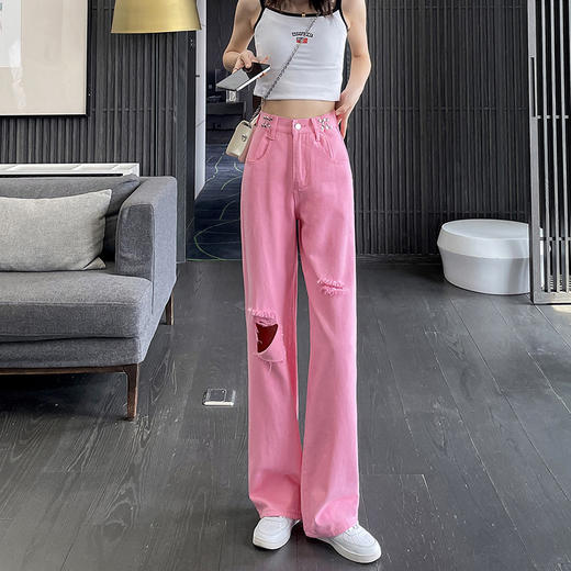 【穿出逆天大长腿！显瘦高腰牛仔裤】时尚百搭，宽松休闲，舒适亲肤，吸汗透气，抗皱耐磨，直筒宽松新款垂感拖地阔腿裤子 商品图0