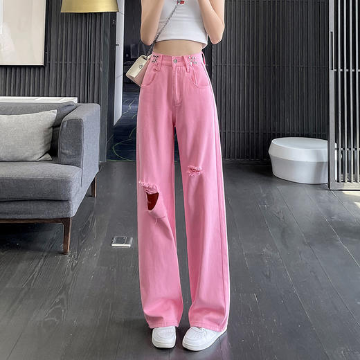 【穿出逆天大长腿！显瘦高腰牛仔裤】时尚百搭，宽松休闲，舒适亲肤，吸汗透气，抗皱耐磨，直筒宽松新款垂感拖地阔腿裤子 商品图1