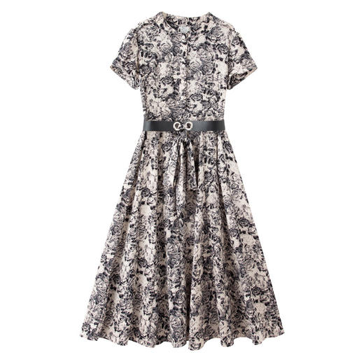 贵妇人气质黑色碎花连衣裙妈妈装HR-WY78129 商品图4