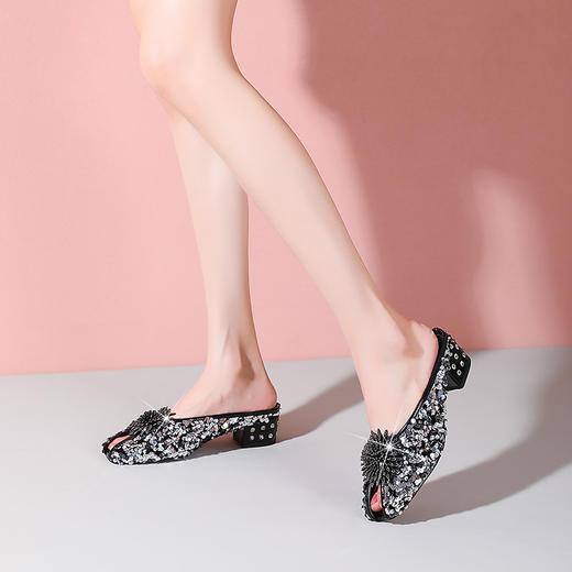 时尚外穿中跟鱼嘴半拖鞋懒人穆勒鞋YSML-A096-201 商品图2