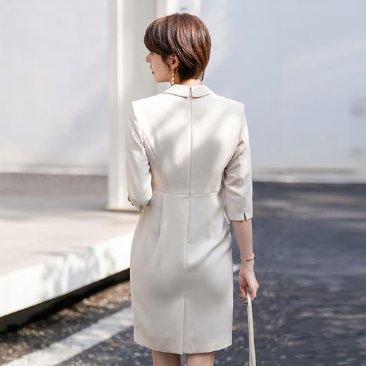 假两件洋装女七分袖夏季新款收腰V领包臀裙西装裙 商品图1