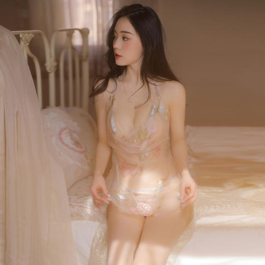 【蜻蜓点水】情趣内衣 金彩刺绣 镂空 透纱 旗袍  背心 夏衣 7978 包邮 商品图1