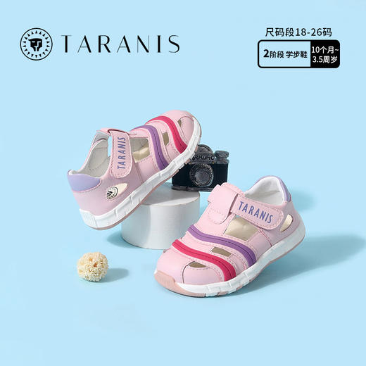 泰兰尼斯夏季时尚撞色条纹包头凉鞋T11B1B1172★ 商品图2