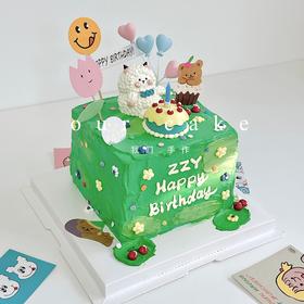 小羊咩咩立体小动物方形蛋糕（-低糖处理无添加