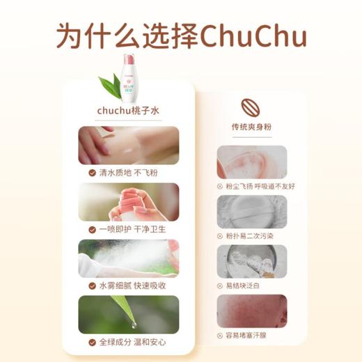 【限时特价】日本chuchu啾啾桃子水新生婴儿宝宝专用防痱子爽身粉210ml 商品图1