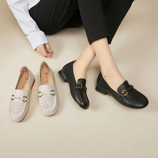 信诺镂空透气女乐福鞋2023新款夏季一脚蹬懒人单鞋软底舒适妈妈鞋X3C505281 商品图4