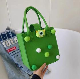 网红毛毡手提包-绿色大眼怪（小号）