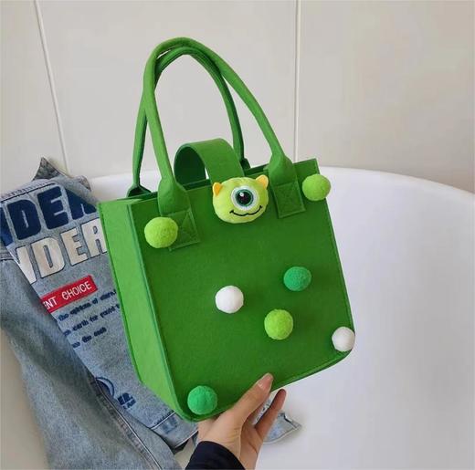 网红毛毡手提包-绿色大眼怪（小号） 商品图0