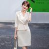 假两件洋装女七分袖夏季新款收腰V领包臀裙西装裙 商品缩略图0