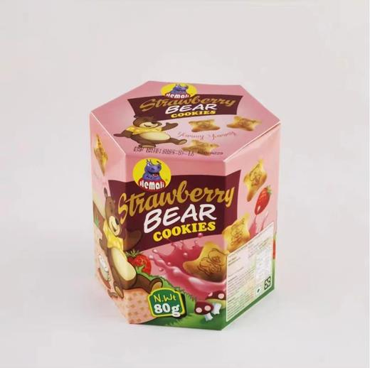 河马莉牌草莓味小熊造型夹心饼干80g 商品图0