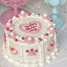 爱心复古裱花蛋糕-低糖处理无添加