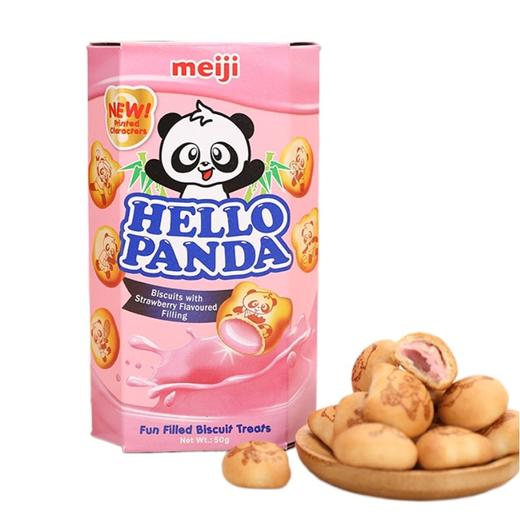 明治熊猫草莓夹心饼干50g  商品图0
