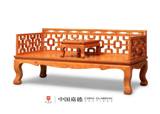 红桥红  家具严选  缅甸花梨(大果紫檀）  【故宫款 十字连方罗汉床两件套】 商品图1