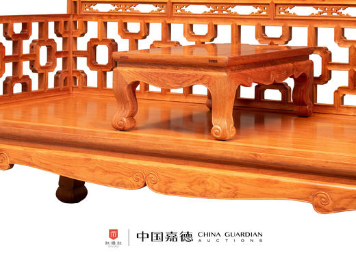 红桥红  家具严选  缅甸花梨(大果紫檀）  【故宫款 十字连方罗汉床两件套】 商品图3