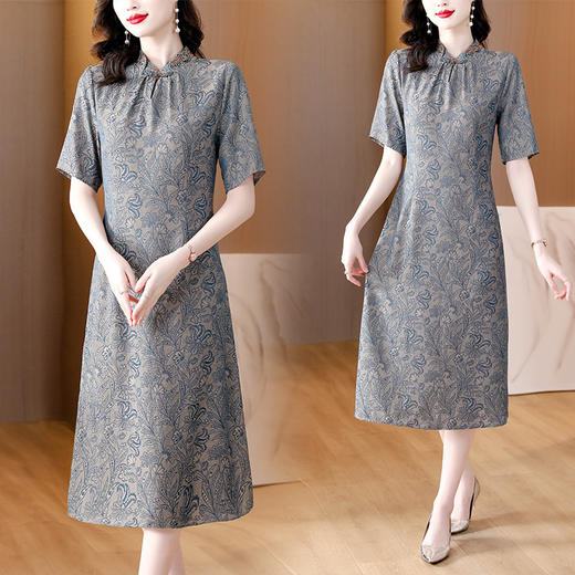 DD-洋气立领拼接民族风显瘦改良旗袍连衣裙 商品图0