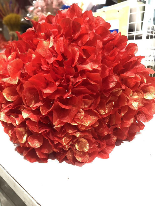 【干花~永生花】大叶绣球（红金）单枝 商品图0
