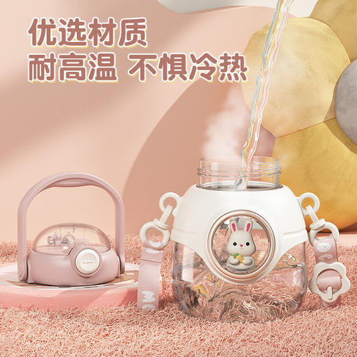 【太空舱儿童水杯】高颜值户外便携儿童成人斜挎水杯 外背带水壶大容量大肚塑料杯 商品图2